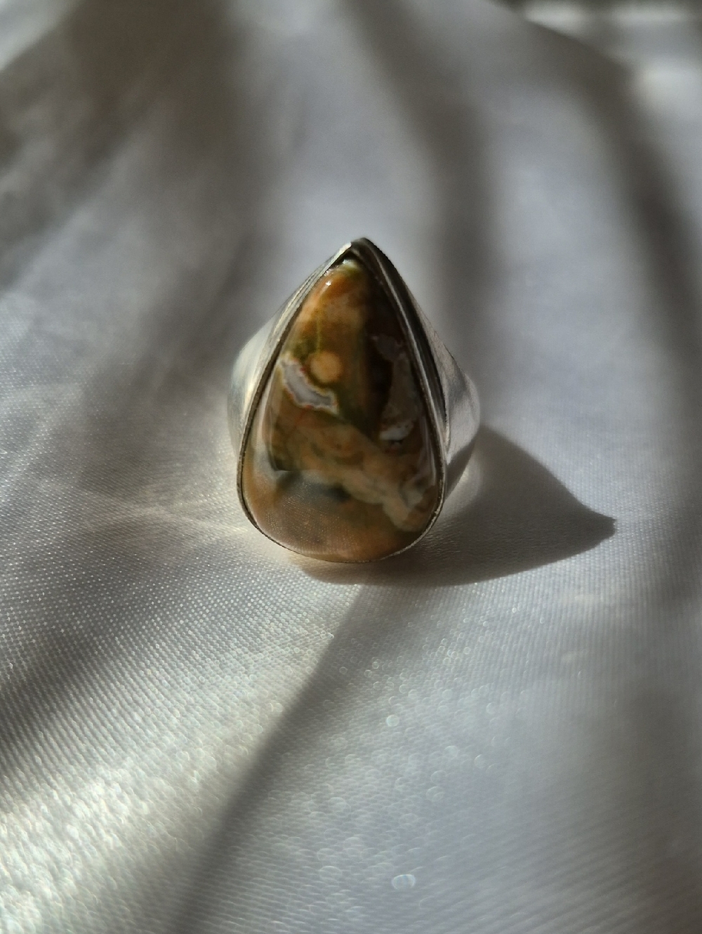 Handmade Steeling Silver Rhiolite Ring